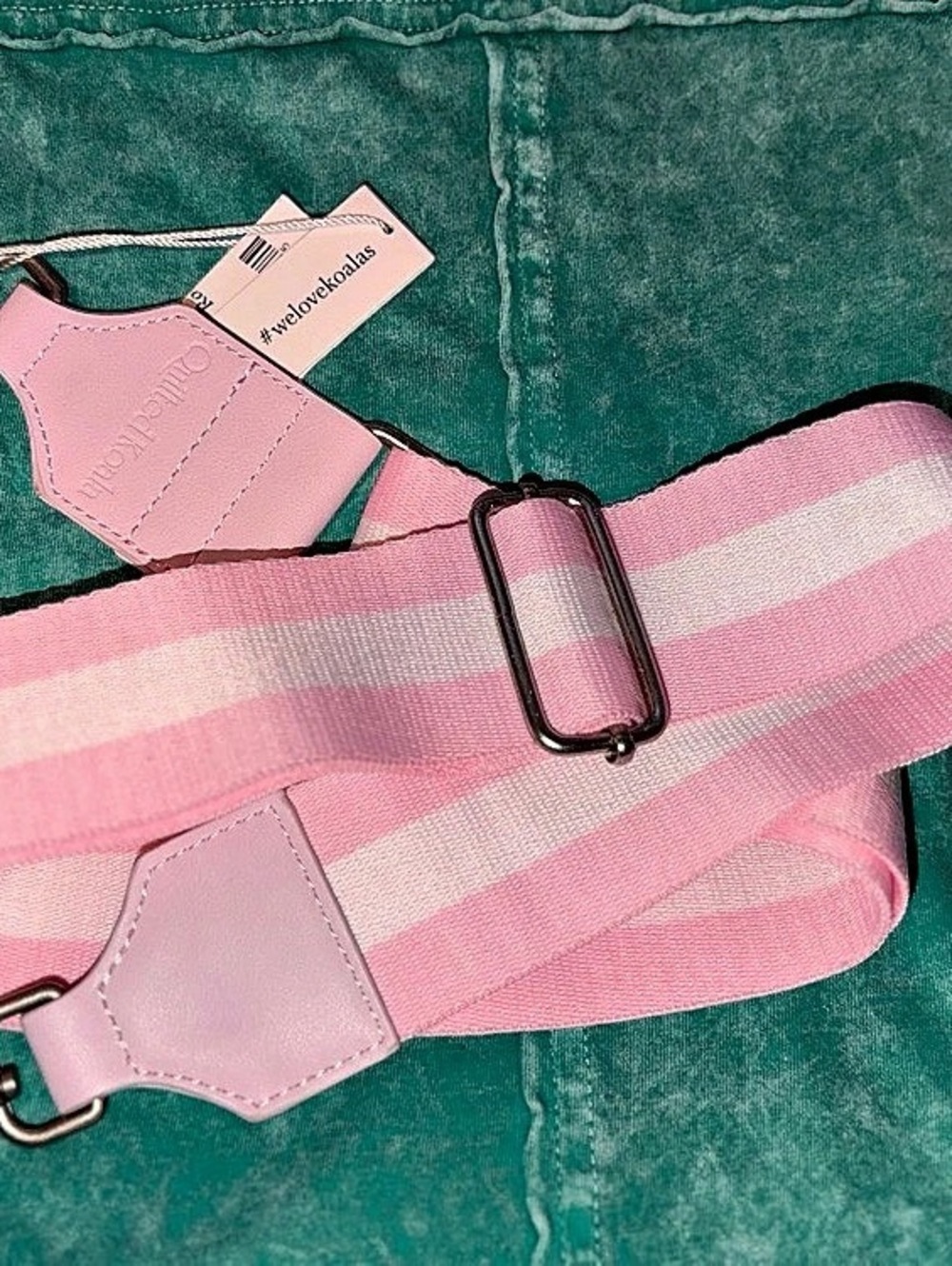 Quilted Koala pink & white crossbody bag strap. New with tag